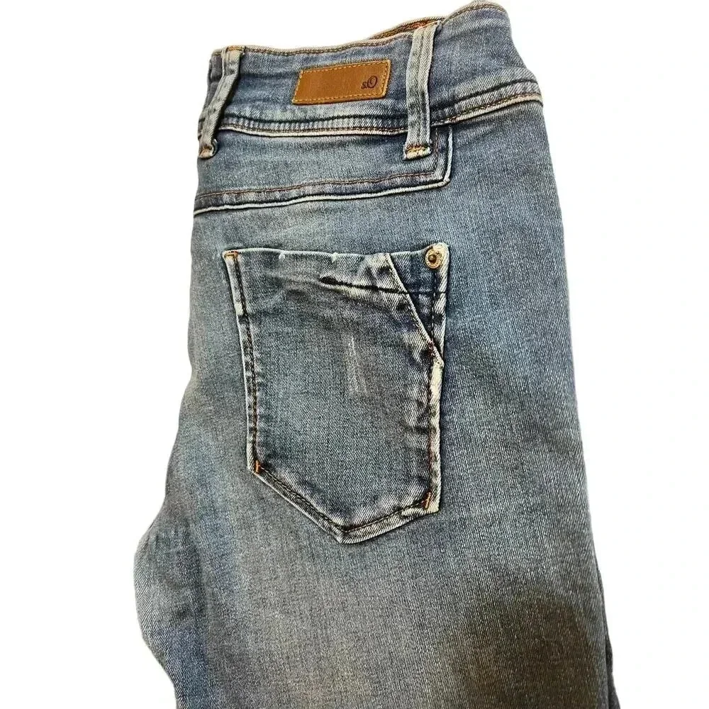S.OLIVER WOMENS MID RISE DISTRESSED SHAPE SKINNY JEANS SIZE 29 /31 - Picture 7 of 8